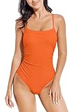 Beautikini Women's One Piece Swimsuit, Tummy Control Tankini Bathing Suits Ruched Slimming Push Up S