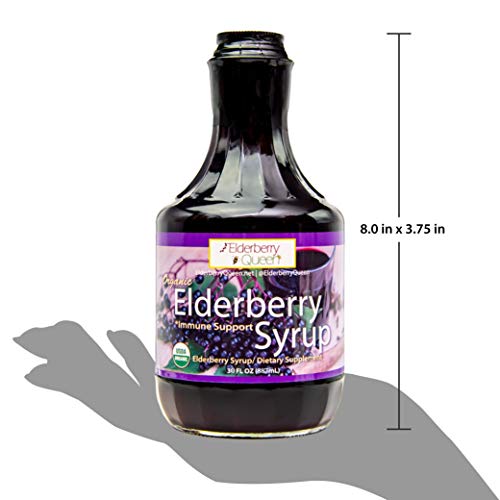 Organic Elderberry Liquid Syrup 30 oz by Elderberry Queen, Sambucus, Aronia Berry, Pure Natural Certified Organic Immune Support Herbal Supplement
