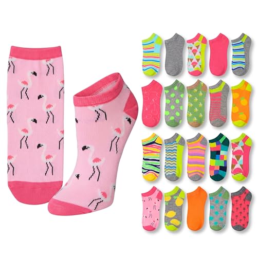 Image of Tipi Toe Women's 20 Pack Colorful Low Cut Socks - Lightweight, Breathable Design for All-Day Comfort Sizes 9-11 /10-13
