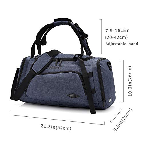 35-40L 3 Way Waterproof Sports Gym Travel Weekender Duffel Bag with Shoe Compartment Overnight Bag (Deep Gray)