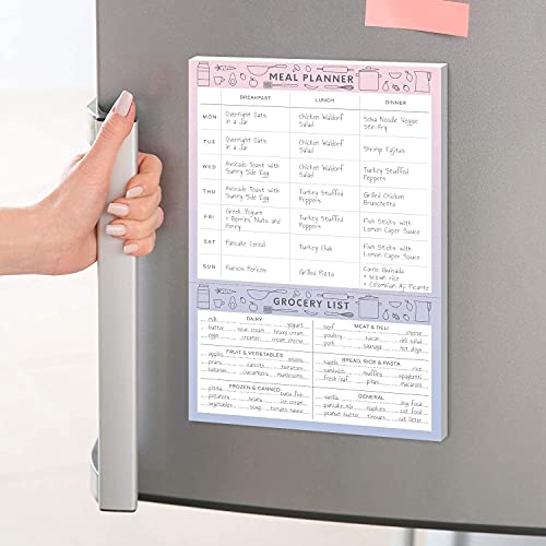 Sweetzer & Orange Meal Planner Notepad And Grocery List | 7X10 Inch Pad For Organized Weekly & Daily Planning | Tear-Off Grocery Magnetic Notepad Checklist For Convenient Shopping #TOP2