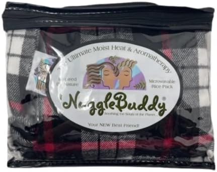 'NUGGLEBUDDY New! Microwavable Moist Heat & Aromatherapy Beautiful Black, Red & White Plaid Flannel with Spearmint Eucalyptus Aromatherapy. Nature's Approach to Pain Relief! Thick & Cozy!