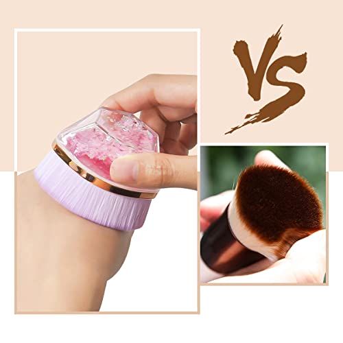 Foundation Brush For Liquid Makeup - Flawless Flat Top Kabuki Face Brush For Blending Liquid, Cream, Powder Foundation Momma Makeup Brush With Case #TOP3