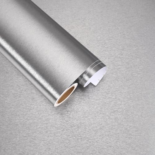 Silver Stainless Steel Contact Paper Peel and Stick Brushed Metal...