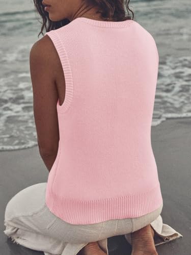 Image of Saodimallsu Women's Ribbed Knit Sweater Vest | Fashion U Neck,Pullover, Boho,Casual Knit,Beach Vacation Outfits