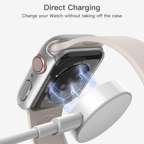 JETech Case with Screen Protector for Apple Watch Series 9 8 7 45mm, Overall Protective Cover, Built-in Tempered Glass Film High Sensitivity, 2 Pack (Silver) - Image 5