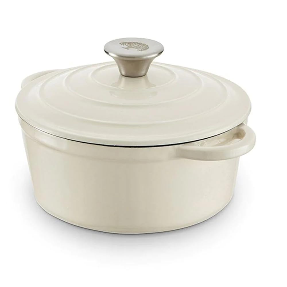 Barbary & Oak 20Cm Round Casserole Cast Iron Camembert Cream from B&Q