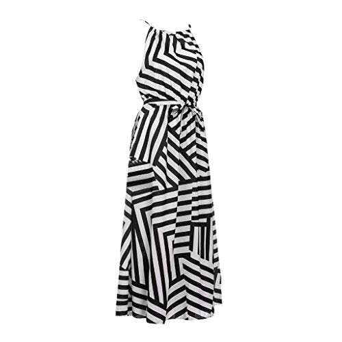 Baskuwish LDSKJ5477 Women Sexy Boho Halter High Low Irregular Hem Maxi Long Evening Party Beach Dress Sundress Black thumb #2