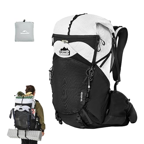Naturehike 登山リュック 40L/70L大容量 人間工学設計 分類収納 通気 30mm厚さベルト 滑り止め 自由調節 圧力分散 耐磨耗 リュックカバー付き 2-7日の徒歩に対応 科学的な構造 違う体型に対応 コンパクト 快適 男女通用 防災 登山バッグ バックパック (40L, ホワイト, L(45.5-53cm))