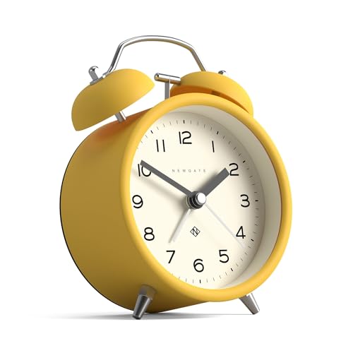 NEWGATE® Charlie Bell Echo Alarm Clock | Modern take on Classic Twin Bell Clock | Yellow | Easy to Read Numbers | Ideal for Bedside, Desk or Shelf | Modern Retro Bedroom & Office Accessory