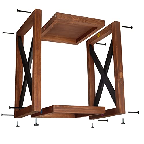 Baobab Workshop Wooden Side Table For Living Room, Bedroom - Solid Wood End Table - Handcrafted In Europe - Farmhouse Bedside Table Set For Storage - Accent Table - Dark Cherry Color - 16"X16"X23" #TOP5