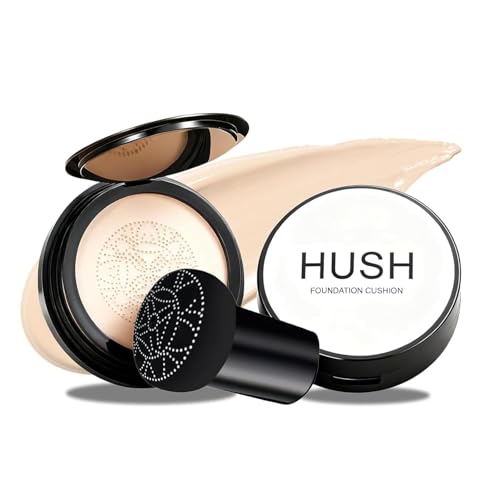 Hush Natural Glow Foundation for Mature Skin 2026 Mushroom Head Air Cushion CC Cream Full Coverage Long-Lasting BB Cream for Older Women Natural Radiant Glow for Light/Medium Warm Tone Skin