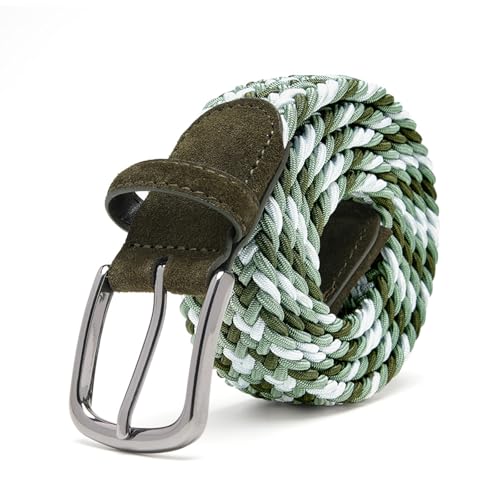 Image of Men's Stretch Braided Elastic Woven Canvas Golf Belt, multicolor,1 3 /8 inch
