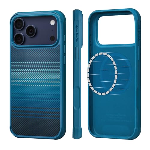 pitaka Hülle für iPhone 17 Pro Magnetische Schutzhülle mit Vollem Schutz Kompatibel mit Magsafe Vollgeschützte Handyhülle aus Aramidfaser und TPU Militärische Schutzhülle Mondaufgang