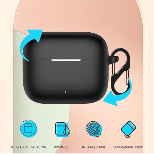 Image of Anvique Silicone Protective Case Cover for Oppo Enco Buds 3 Pro, Earbuds Accessories (Black S)