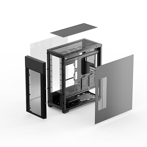 Image of Rosewill FBM-X7 ATX Mid Tower Case - Hinged Tempered Glass Side Panel, High Airflow, 4X PWM ARGB Fans, Pre-Installed 650W 80+ Gold ATX 3.1 Power Supply - Black