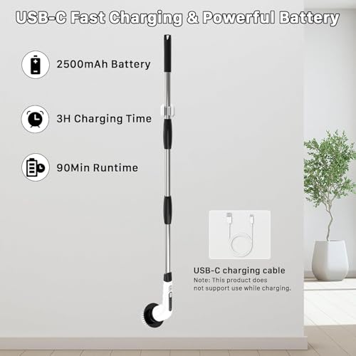 Image of 7 in 1 Multifunction Electric Spin Scrubber IPX7 Cordless Automatic Cleaning Brush Supplies for Bathroom with Long Handle for Bathroom, Car, Window, Corner, Tiles Tough Stains