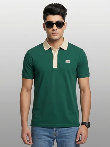 Image of Veirdo Men's Polo T-Shirt Regular Fit, Half Sleeve Contrast Collar Tee, Solid Color Summer Wear, Comfortable Travel, Casual & Office Styling (Sizes S-2XL)