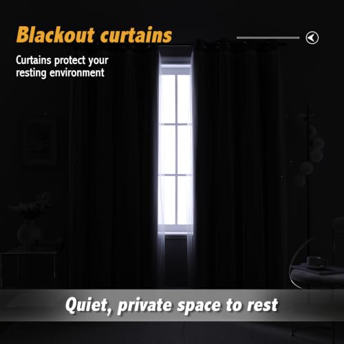 Image of Anytime Double Layer Blackout Curtains 2 Panels,52Wx90L,Grey | Sheer And Fabric Window Drapes Grommet Top Solid Color Bedroom Living Room Home Decor