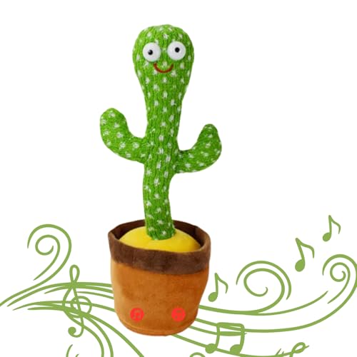 MOTTOYS Dancing Talking Cactus Toys - 12 inch Repeats What You Say - Colourful Light Up Plush Toy - Mimicking and Singing Toys for Babys - Record Your Voice and Watch The Toy - 30 diff English Music