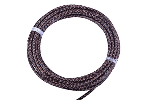 KONMAY 5 Yards 3.0mm Round Brown Geneuine Braided Leather Cord Bolo Leather Cord