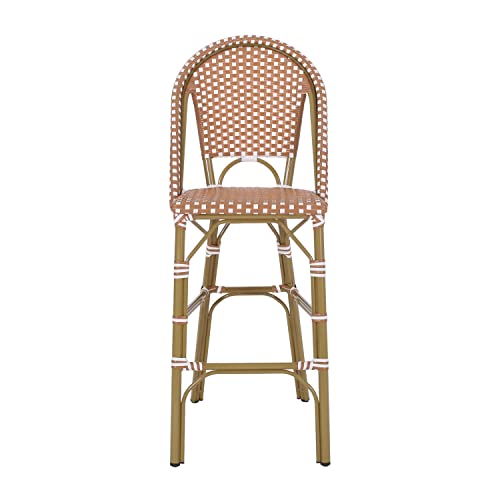 Christopher Knight Home Kinner Outdoor French Bistro Barstools - Aluminum and Wicker - Rust/White/Bamboo Finish (Set of 2) by Christopher Knight Home - Image 3