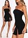 OZICERD Women Bodycon Tube Mini Dress Mesh Ruched Slit Going Out Dress Sexy Summer Short Rave Club Cocktail Party Dresses Black S