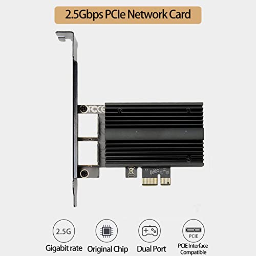 Tarjeta de Red PCIe 2.5Gbps Puerto Dual Chip I226-V Adaptador Gigabit Ethernet RJ45 LAN para Escritorio Servidor PC Aleación de Aluminio Incluye Soporte Bajo Perfil miniatura 2