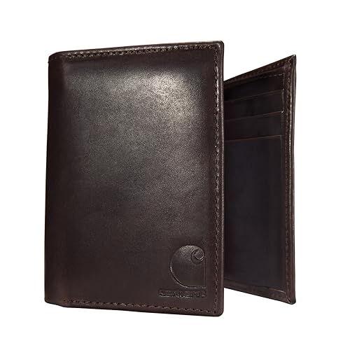 Image of Carhartt Men's Oil Tan Leather Wallet, Front Pocket, Passcase & Trifold Designs, Long-Lasting Construction, Gifts for Men