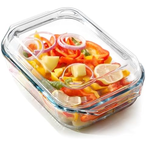 NUTRIUPS 2.2QT Rectangular Glass Casserole Dish With Glass Lid, (10×7.5in) Tempered Glass, Glass Casserole Dish for Oven，Casserole Dish with Lid Cover
