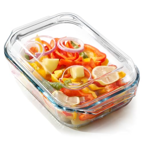 NUTRIUPS 2 QT Rectangular Glass Casserole Dish With Lid, (11.8×7.5×4in) Glass Casserole Dish for Oven by NUTRIUPS - Used condition - US$20.24
