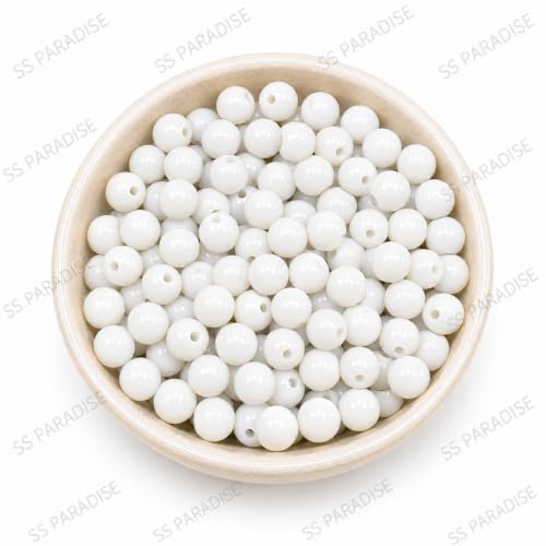 Image of SS Paradise 8mm Glass Beads (6 Colors 300 Pieces) for Jewellery Making | Round Loose Beads Strands for Necklace, (Set 3)