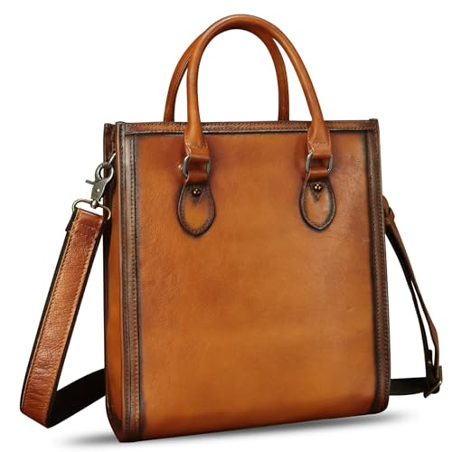 Genuine Leather Handbags and Purses for Women Vintage Handmade Shoulder Bag Cowhide Tote Bag Satchel