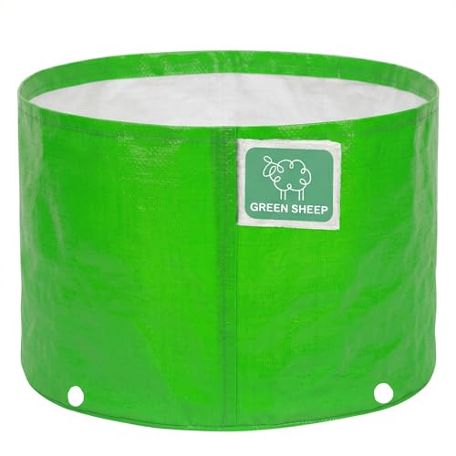 Image of GREENSHEEP HDPE Grow Bag Heavy Duty 260 GSM Round Plants Flower Growing Bags Floor Standing Mount Type for Home Garden Balcony Terrace Kitchen Nursery (Green, 24x24 inch, Pack of 6)