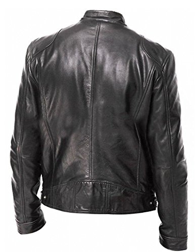 Mens Genuine Leather Jacket Cowhide Motorbike Motorcycle Moto-Jacket Real Leather Black/Brown3