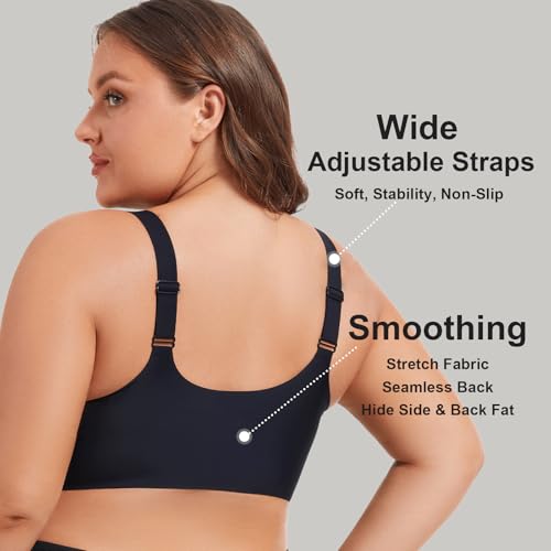 Image of Front Closure Bras for Women No Underwire Plus Size Full Coverage Bra Back Fat Smoothing Racerback Bra
