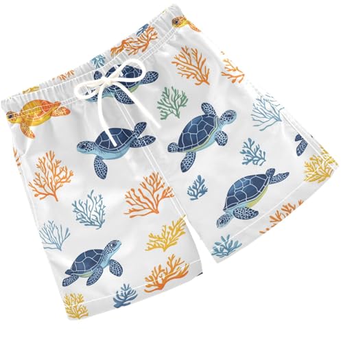 Pigsaly Boys Swim Trunks Colorful Turtles Sea Animals Boys Board Shorts Swimsuit Swimwear Summer Bathing Suit 3T