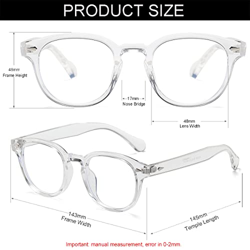 Image of Retro Round Blue Light Blocking Glasses for Men Women, Vintage Frame Non-prescription Computer Reading Eyeglasses