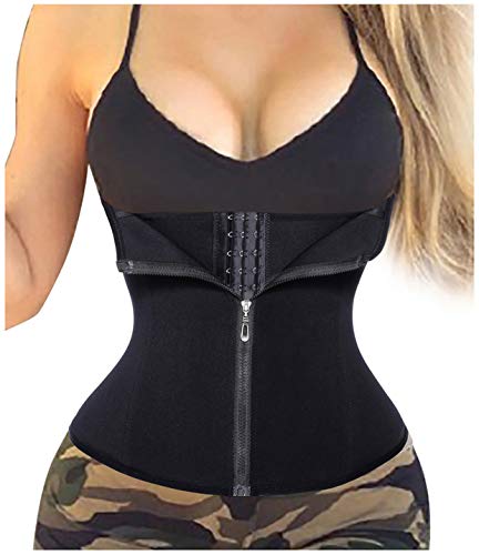 Bafully Womens Underbust Corset Waist Trainer Steel Boned Sport Workout Body Shaper Cincher Back Support (L, Black)