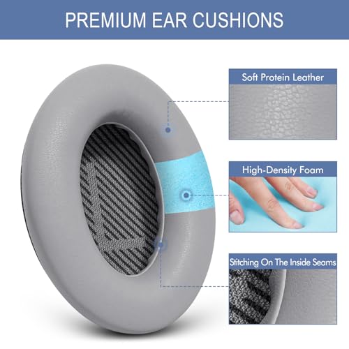Kit de reemplazo GEVO para auriculares Bose QC35 y QC35 II (QuietComfort 35 II) | Almohadillas para orejas y diadema, mayor comodidad, pieza de reparación, instalación fácil con herramientas incluidas - Plata miniatura 3
