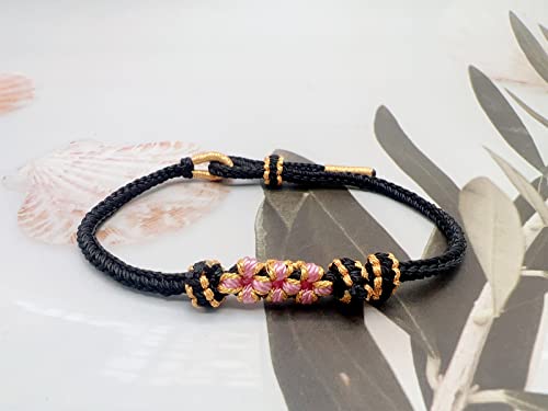 To My Granddaughter "A Link That Can Never Be Undone" Peach Blossom Bracelet, Granddaughter Bracelet from Grandma, Adjustable Braided Bracelets for Women, Comfortable Little Women Jewelry (A-BLACK, Adjustable)4