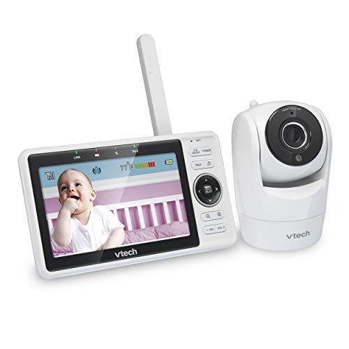 VTech VM901 WiFi Video Baby Monitor with Free Live Remote Access, 1080p Full HD Camera, 5' Screen, Pan Tilt Zoom, HD Night Vision, 2-Way Audio Talk, Motion & Temperature Alert, Work with iOS, Android