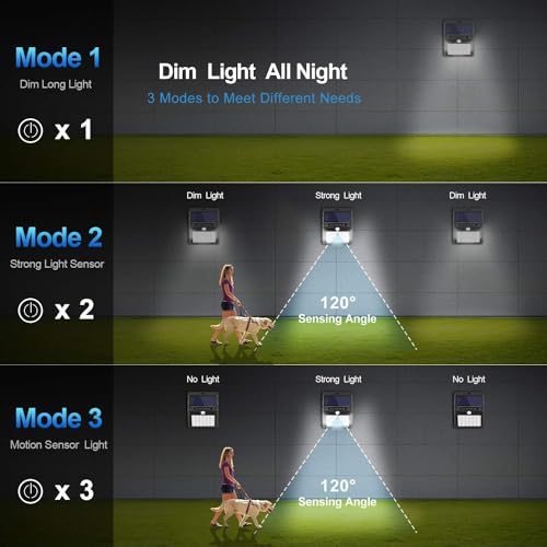 Image of Litehom Solar Wall Lights Outdoor | Motion Sensor Waterproof LED 3 Modes Sconce Solar Lamp | Auto-Charging Exterior Security Light for Porch, Patio, Garden, Balcony & Pathway (Warm Yellow, 1 Pc)
