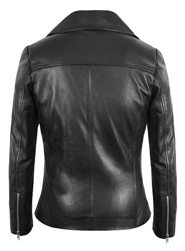Black Leather Jacket Women - Motorcycle Real Lambskin Lightweight Biker Style Leather Jacket Women3
