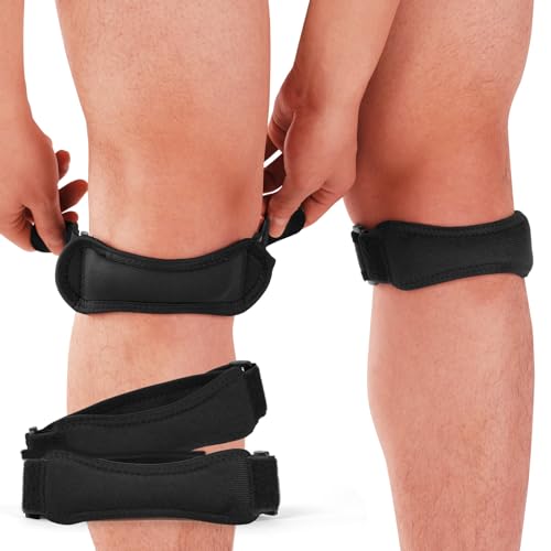 ACWOO Cinta Rotuliana Rodilla, 2 Piezas Correa Rotuliana, Rodillera Adjustable, Bandas Tendón Rotuliano, Rodilleras Menisco y Ligamento, Alivio del Dolor de Tendinitis, para Correr, Saltar, Tenis ect
