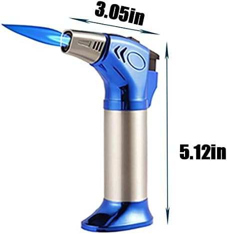 Miniatura 6 de Antorcha de soplo, encendedor de butano, soplete de cocinero con cerradura de seguridad y llama ajustable para cocinar, barbacoa, hornear, bruña,