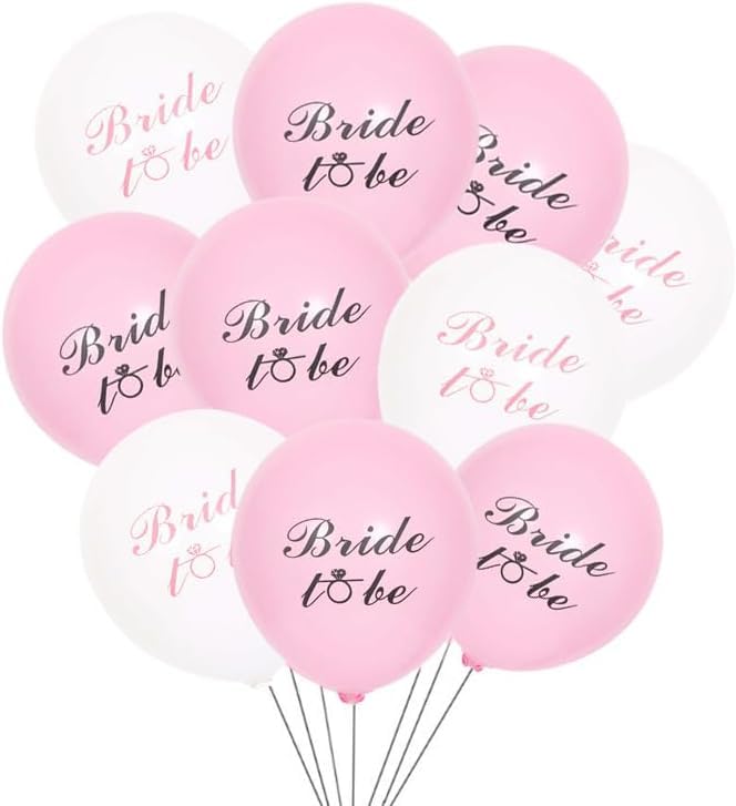 Bride to Be Balloons Set of 20-12 Inch Pink & White Wedding Balloons for Bridal Shower Decorations, Bachelorette Party Supplies