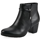 Cliffs by White Mountain Women's Angelo Cushioned Block Heel Ankle Shootie Boot, Black/Smooth, 8 M