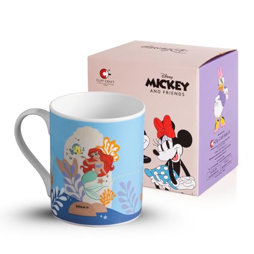 Image of Clay Craft - Official Disney Mugs : The Little Mermaid Ariel Print, Fine Ceramic Coffee Mug, 360 Ml |Cartoon Character Gift Mug for Kids & Adults | Microwave & Dishwasher Safe