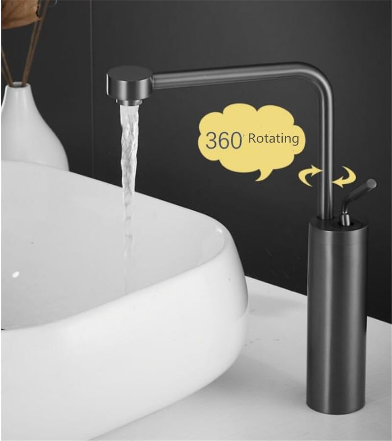 Mitigeur de lavabo noir en laiton au design contemporain épuré - 5